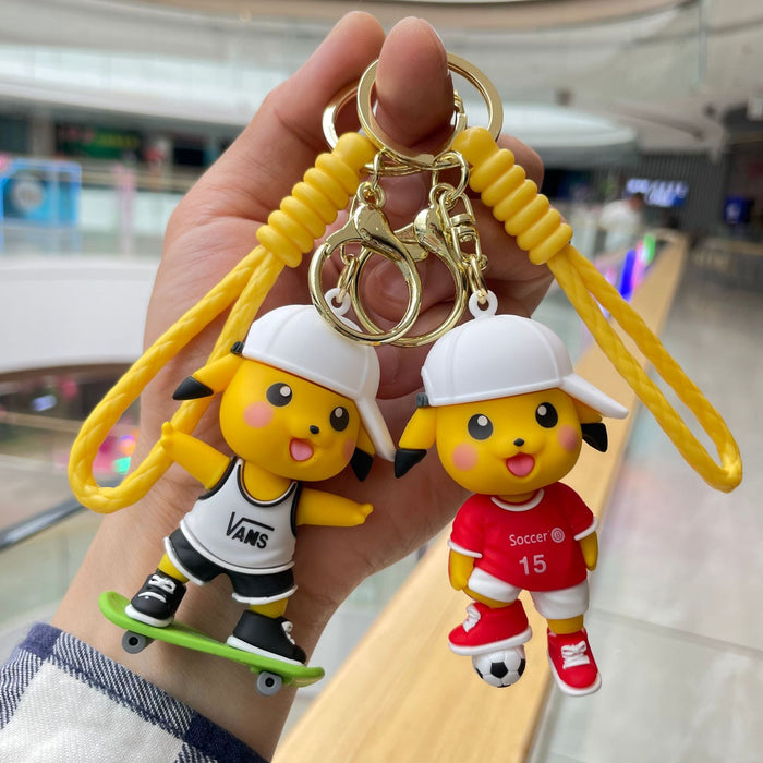 Wholesale Cartoon football skateboard keychain, cute car pendant, three-dimensional doll, exquisite bag decoration