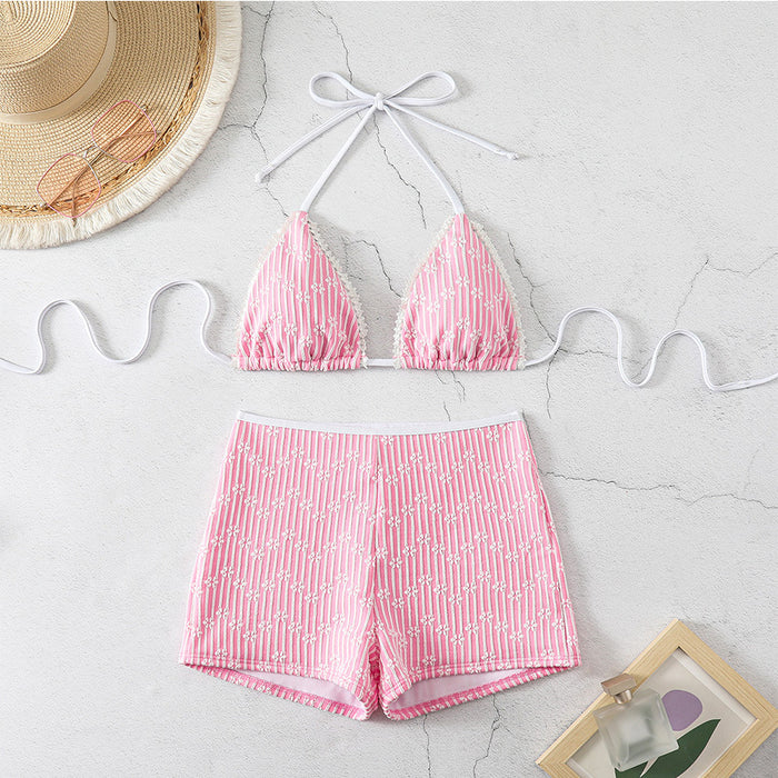 Wholesale New color blocking special fabric triangle bag four corner pants women's sexy bikini
