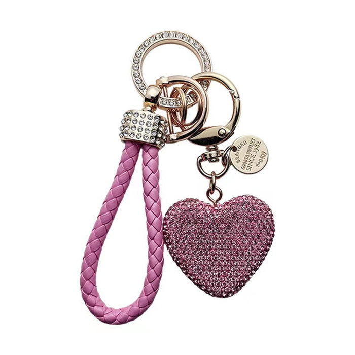 Wholesale clay full Diamond Love keychain Diamond-embedded peach heart car key chain earphone case bag pendant