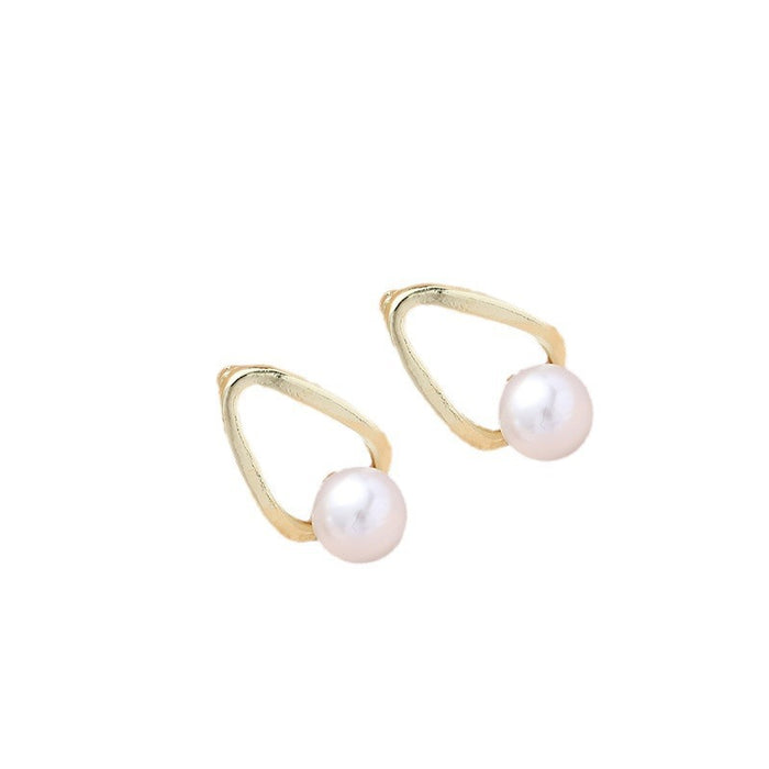 Wholesale Silver needle pearl earrings with simple and niche design, light luxury temperament, earring accessories