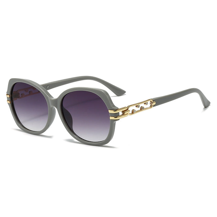 Wholesale Large frame metal sunglasses with diamond inlay, fashionable model sunscreen glasses, women's sunglasses