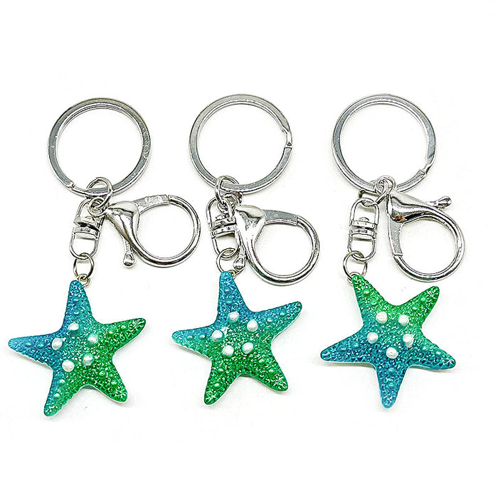 Wholesale PVC Pearl Starfish Glitter Color Gradient Pendant Keychains JDC-KC-TYS005