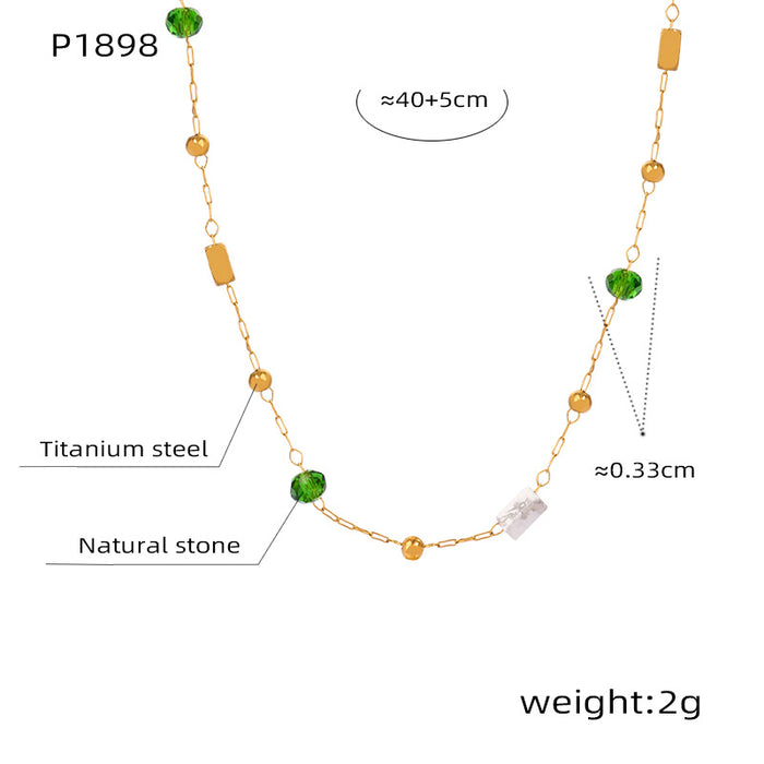 Wholesale Fashionable Gold  Stone Titanium Steel Necklace Jewelry Geometric Shape Regular Chain