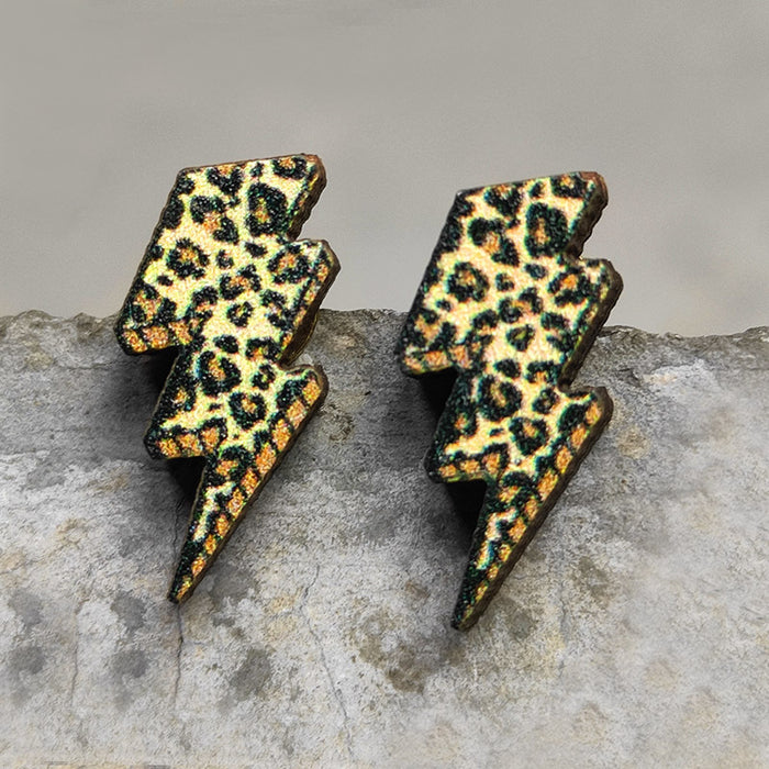 Wholesale 2 Pairs/Pack Leopard Print Lightning Bull Head Cross Earrings JDC-ES-HeYi071