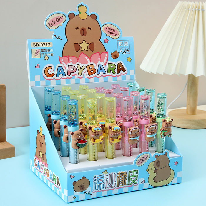 Wholesale quicksand eraser capybara resin push and pull erasing