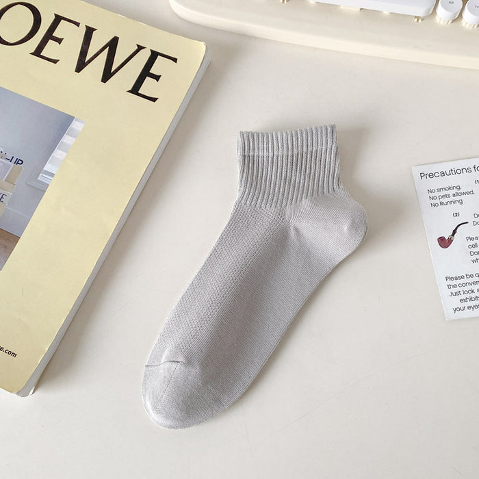 Wholesale Cotton new mesh breathable short tube socks, thin version, college style boat socks