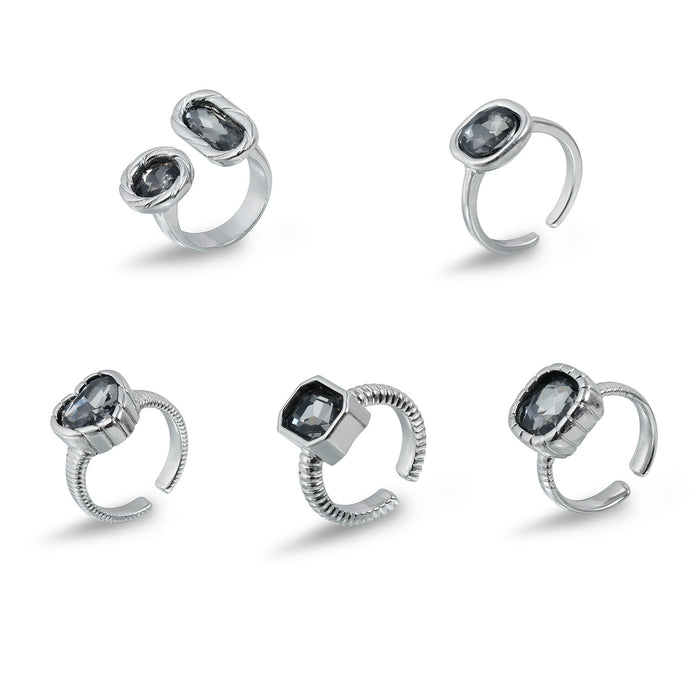 Wholesale Square Black Diamond Adjustable Ring
