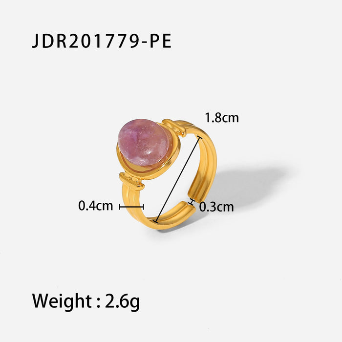 Wholesale Natural stone ring, versatile gemstone bracelet, titanium steel open ring