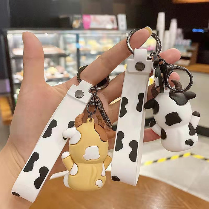 Wholesale Cute Cartoon Cow Doll Keychain Simple Car Doll Keychain Student Couple School Bag Key Pendant