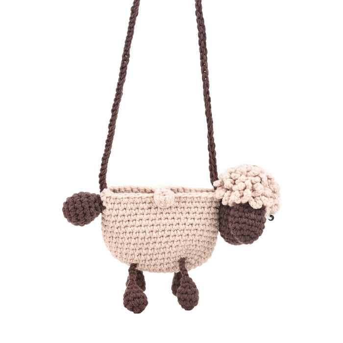 Wholesale Cartoon Cute Lamb Woven Bag Handmade Knitted Wool Bag Fashion Parent-Child Shoulder Crossbody Bag