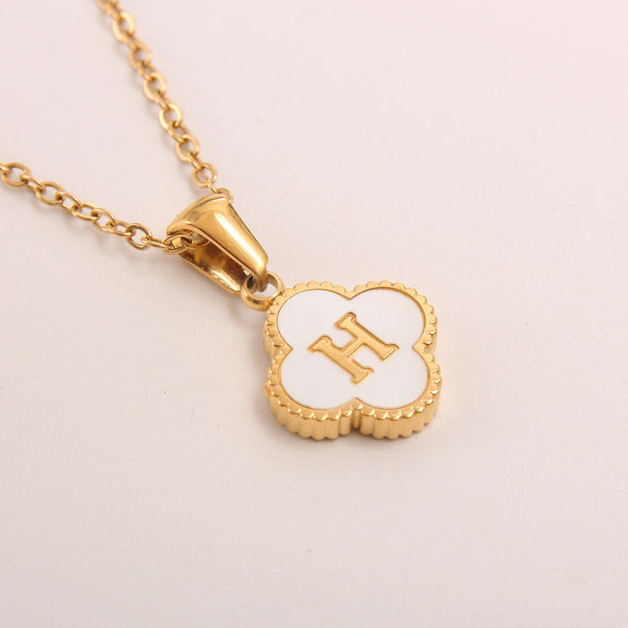 Wholesale gold-plated letter necklace women four-leaf letter pendant necklace jewelry