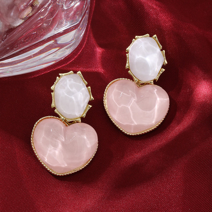 Wholesale Blue contrasting water ripple heart design earrings