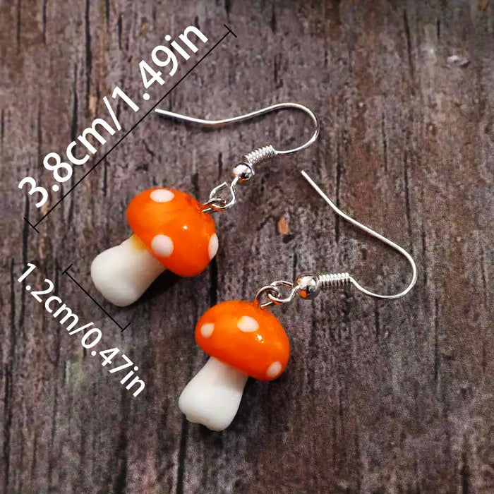 Wholesale   mushroom earrings cartoon cuteall-match multi-color earrings