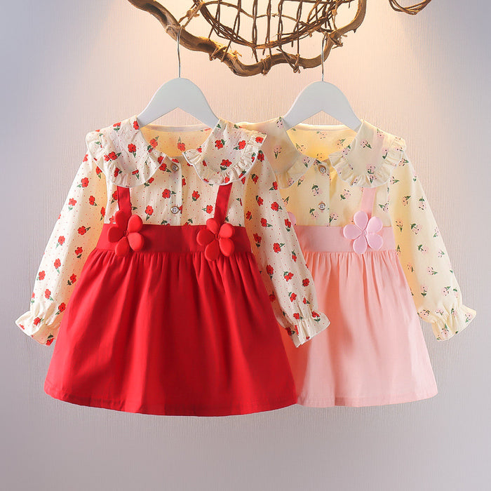 Wholesale One and A Half Year Old Baby Autumn Dress Skirt Baby Girl Clothes Cute Floral Dress 2 Girls Dress 3 Princess Dress JDC-CTS-MianY012