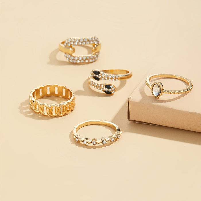 Wholesale Personalized jewelry ring set, niche and exaggerated snake shaped alloy ring, wholesale for women