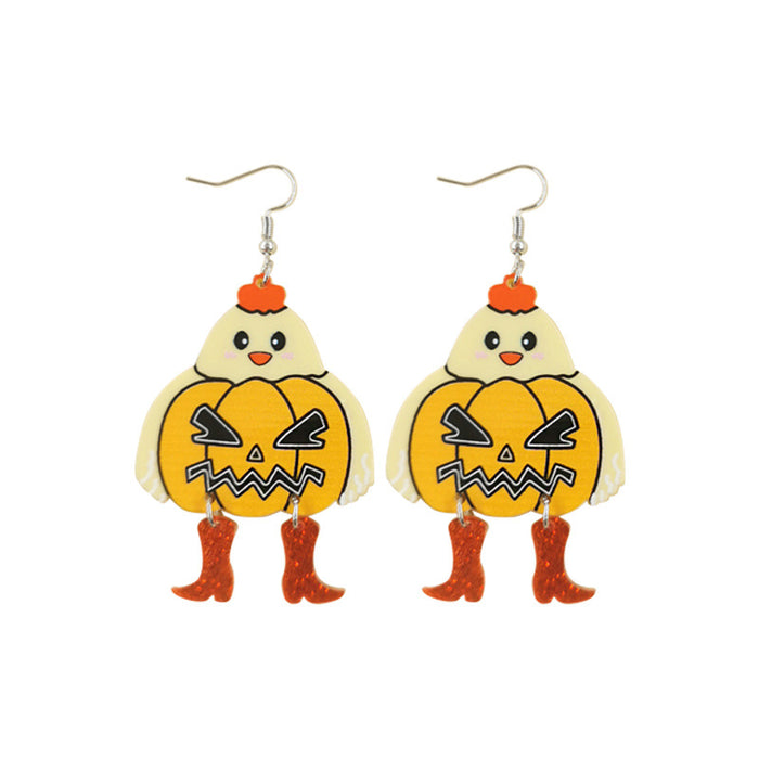 Wholesale Halloween Series Skull Ghost Death Flower Love Acrylic Printing Earrings JDC-ES-QingM001