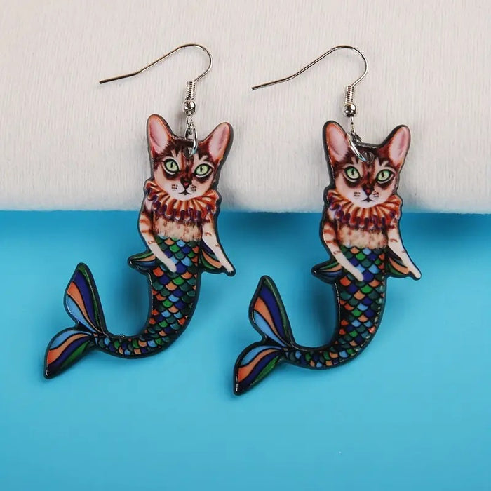 Wholesale Mermaid Cartoon Animal Ocean Series Acrylic Earrings JDC-ES-WenT021