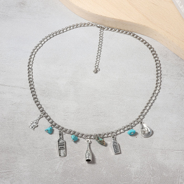 Wholesale Turquoise Tau Boots Bottle Alloy Pendant Necklace