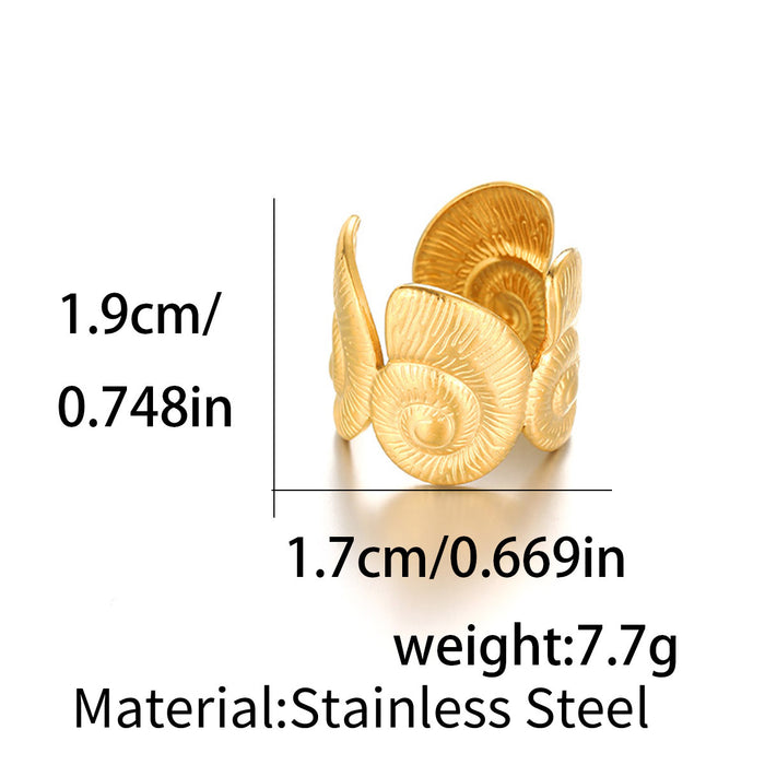 Wholesale Pleated starfish pearl open ring   a luxurious and sophisticated stainless steel bracelet