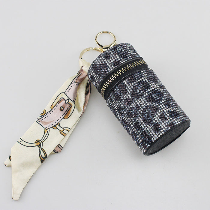 Wholesale Purple Rhinestone Lipstick Perfume Bottle Keychain Bag Charm Everyday Car Key Accessory