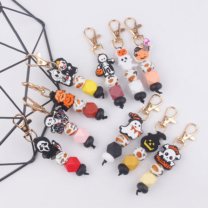 Wholesale Halloween Silicone Bead Keychain JDC-KC-GuangTian038