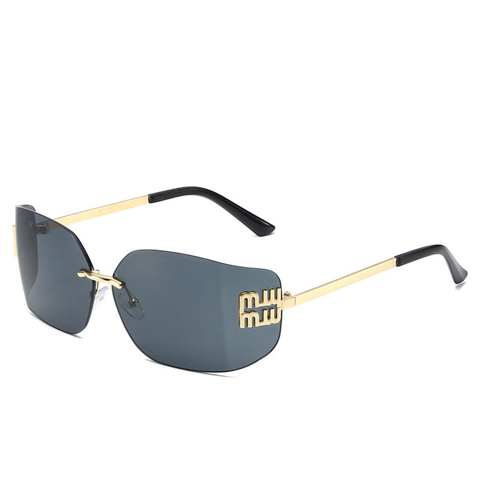 Wholesale Frameless sunglasses, light luxury and high-end retro street photography sunglasses