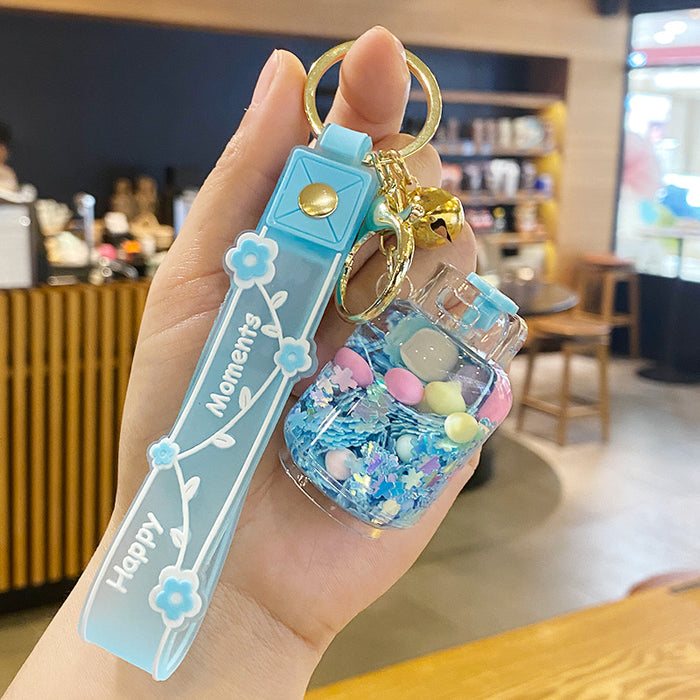 Wholesale Oil-flowing Quicksand Sakura Keychain