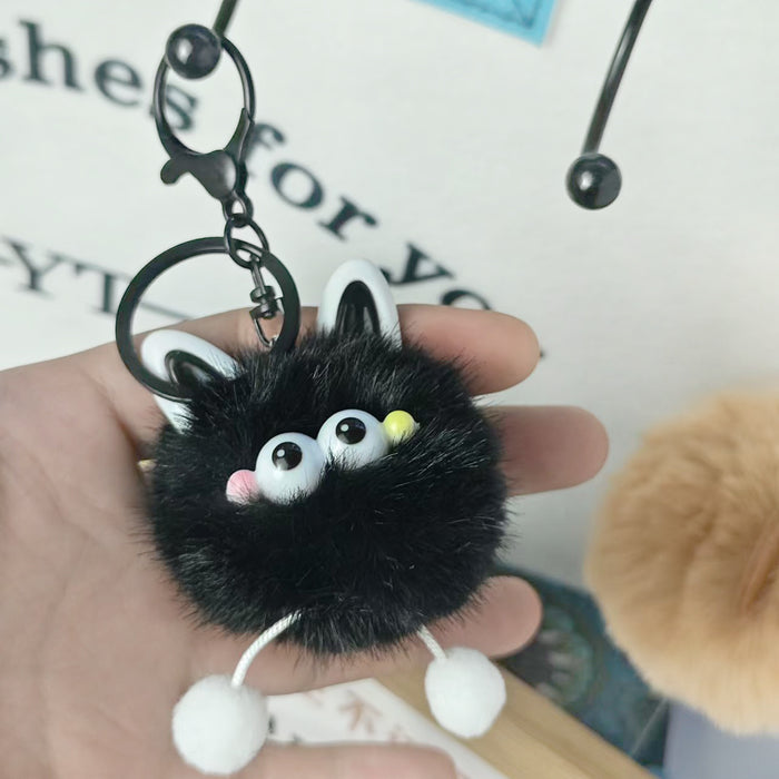 Wholesale Imitation Mink Ears Elf Plush Bag Pendant Cute Cartoon Fur Ball Couple Girlfriend Gift Keychain