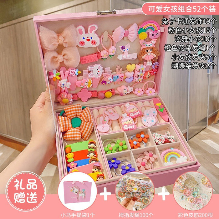 Wholesale Children' s New Headwear Girl Birthday Gift Jewelry Box Princess Girl Hair Accessories Set Gift Box Baby Hair Clip