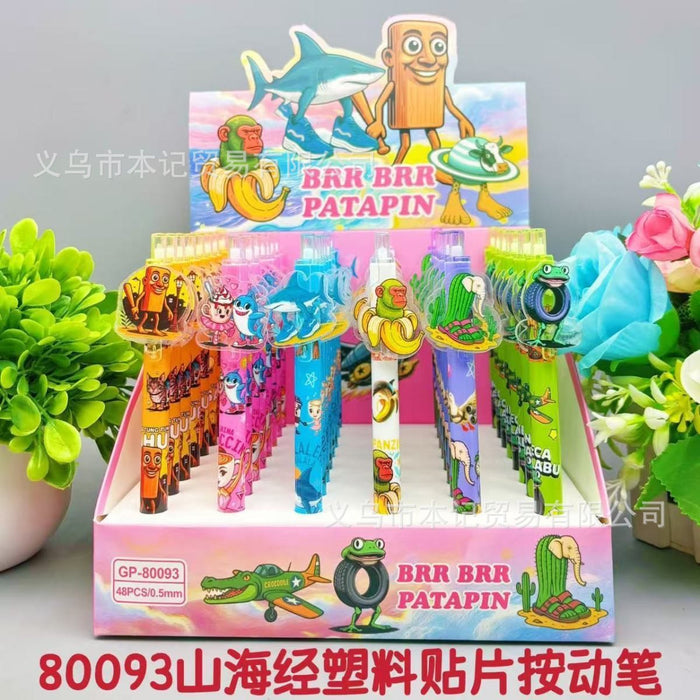 Wholesale 48pcs Cartoon-printed acrylic student push-button pen