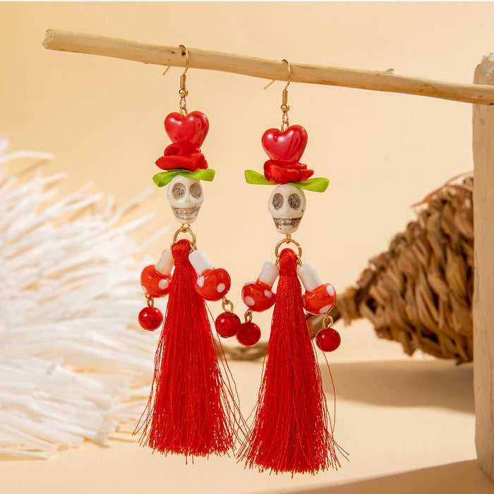 Wholesale Resin Skull Earrings Punk Hip Hop Handmade Jewelry Accessory MOQ≥2