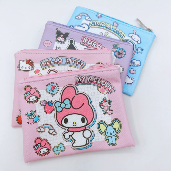 Wholesale Stylish Cartoon Printed PU Coin Purse Zipper Pouch Earphone Cord Storage Key Bag