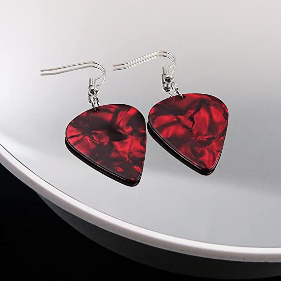 Wholesale jewelry guitar pick red print stainless steel Necklace