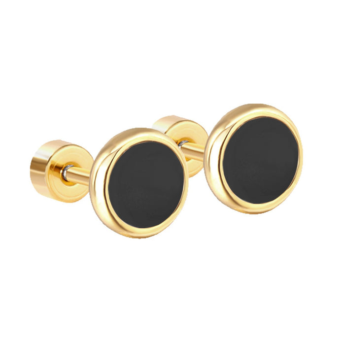 Wholesale Fashionable and minimalist car cup round shell screw plug earrings, fashionable and versatile stainless steel ear accessories