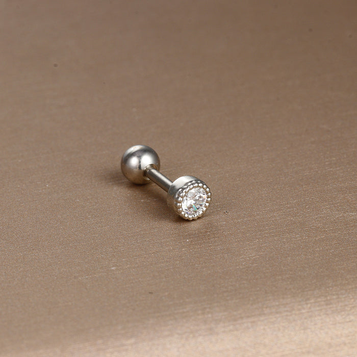 Wholesale Jewelry Stainless Steel Ear Nail Zircon Ball Screw Women