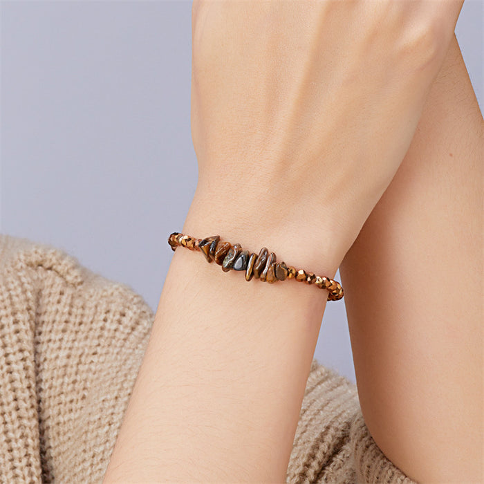 Wholesale hand-woven holiday style gravel beaded personality irregular stone woven adjustable bracelet