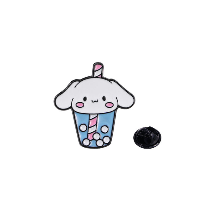 Wholesale Cartoon Milk Tea Brooch Cute Alloy Oil Drop Clothing Decoration