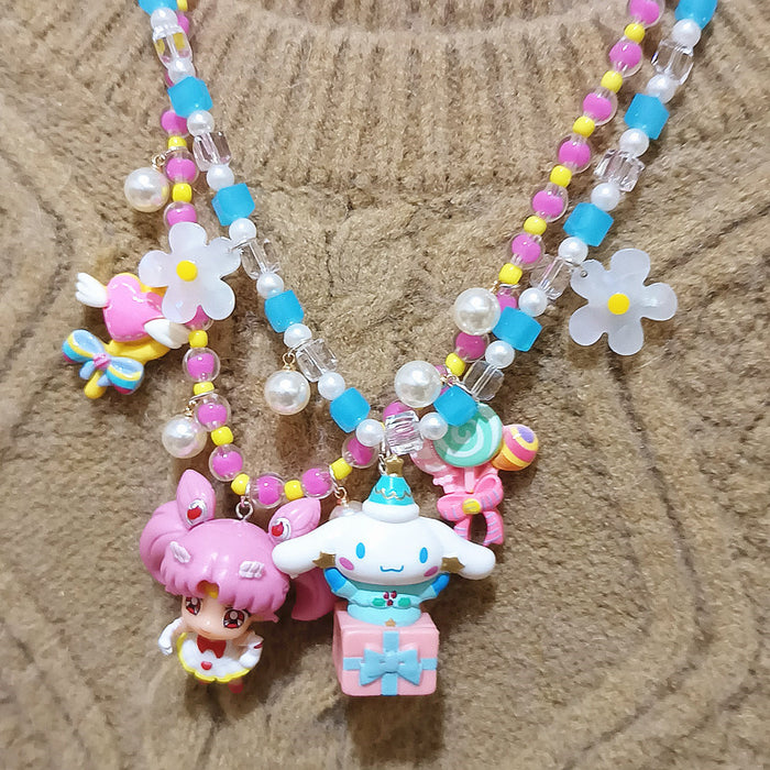 Wholesale Hand-made Crystal Beaded Cartoon Little Rabbit Gift Neck Chain Clavicle Chain Short Necklace Neck Chain for Women