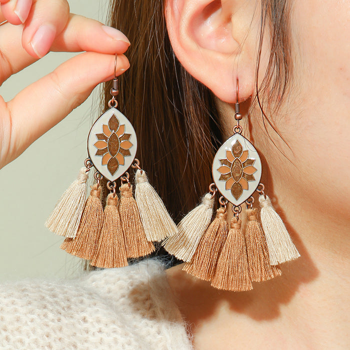 Wholesale Bohemian Retro Tassel Earrings Ethnic Style Zinc Alloy Gift MOQ≥2