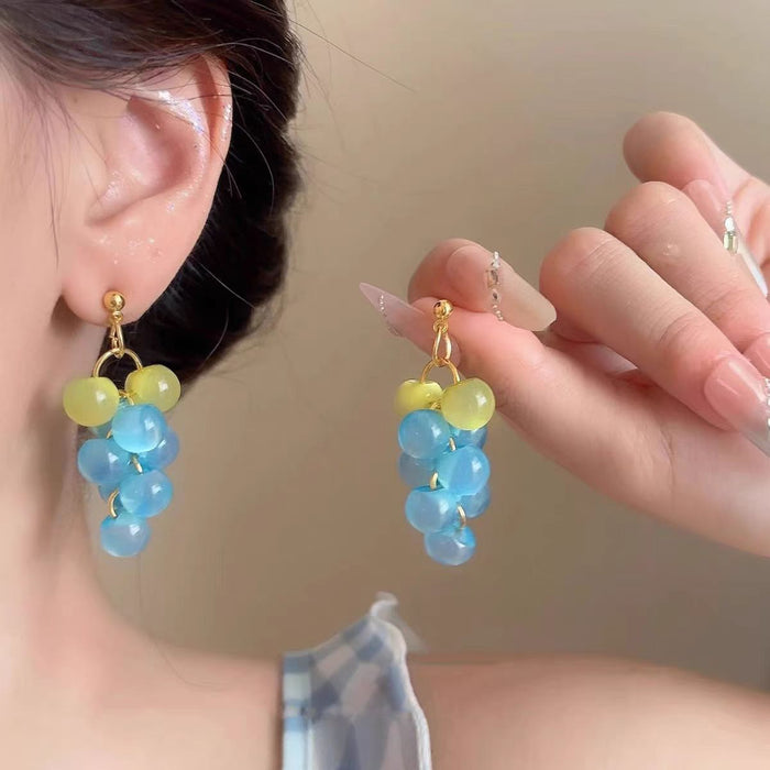 Wholesale Clear Grape Fruit Earrings Plastic Resin Red Fashion Accessory