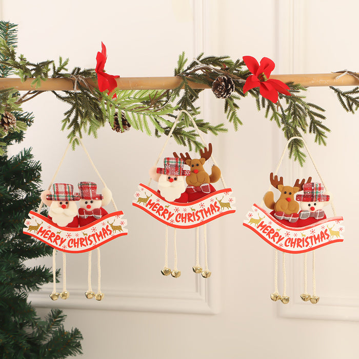 Wholesale Christmas Pendant Cute Cartoon Santa Elk Decorations Christmas Tree Bell Pendant