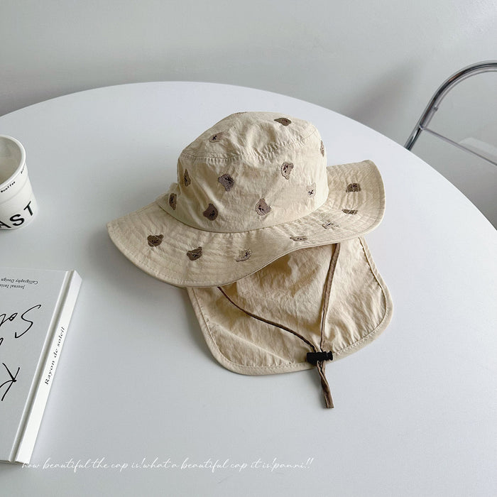 Wholesale Quick drying thin children's sunshade hat for travel, baby big brim neck protection, sun protection fisherman hat