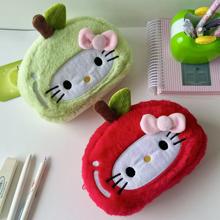 Wholesale Plush Apple Cat Pencil Bags
