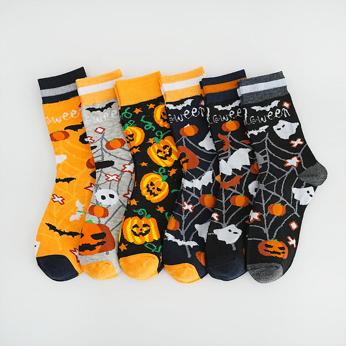 Wholesale  element pattern pumpkin ghost skull autumn and winter style warm breathable mid-tube socks