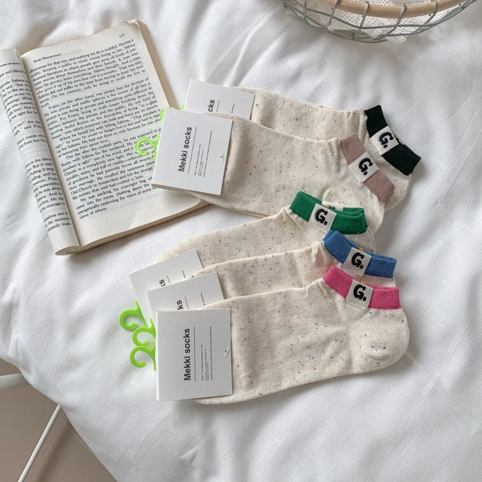 Wholesale New socks made of cotton, sweat absorbing, breathable, labeled with letter fabric, short socks with elasticity
