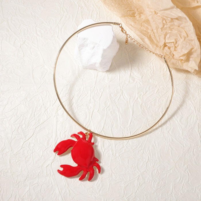 Wholesale alloy red crab pendant collar simple fashion casual women