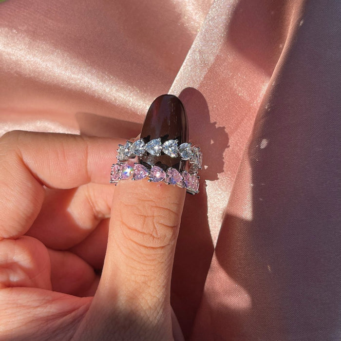 Wholesale Heart-shaped Zircon Diamond Silver Ring JDC-RS-ShiTL001