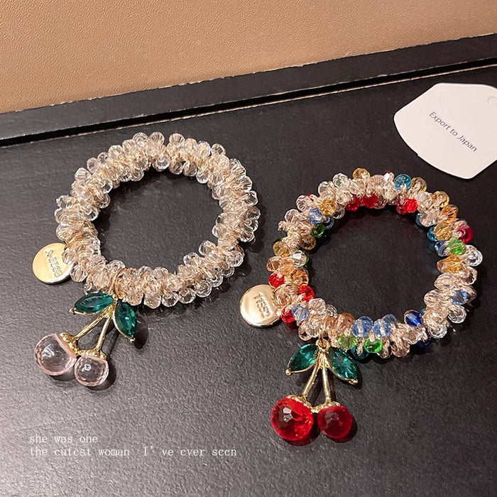 Wholesale Water Diamond Colored Crystal Bracelet Dual purpose Hair Ring Head Rope Hair Rope Leather Tie Ponytail Headpiece