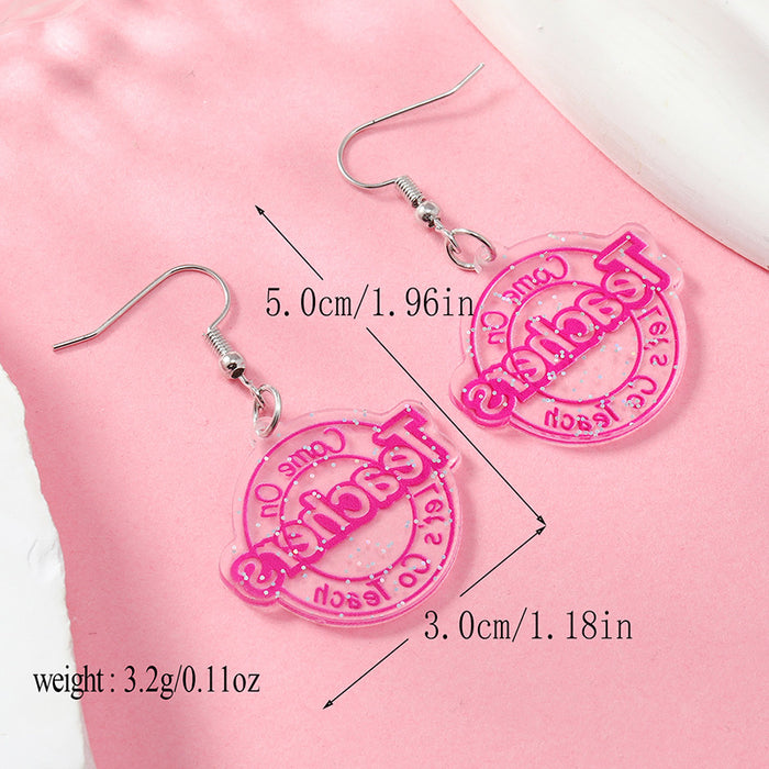 Wholesale Love Lady Apple Teacher Acrylic Earrings JDC-ES-FSY001