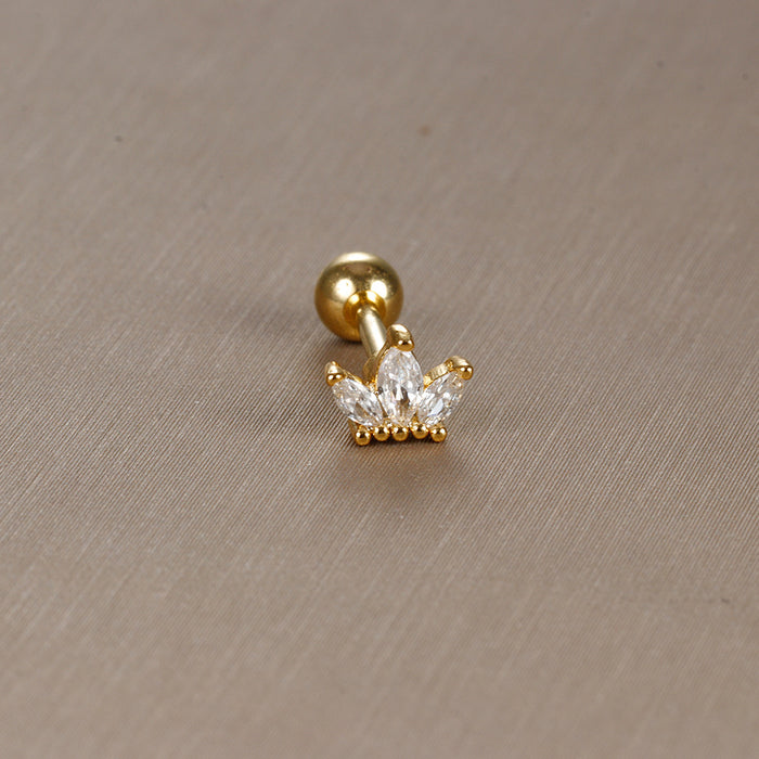 Wholesale Jewelry Stainless Steel Ear Nail Zircon Ball Screw Women